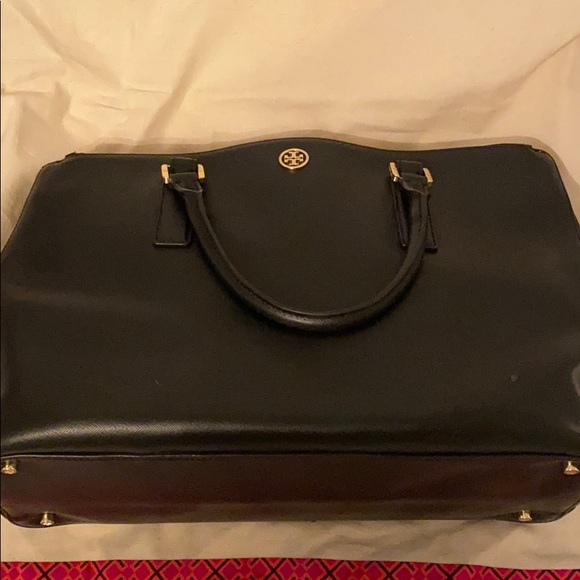 Tory Burch Robinson Double Zip Black Leather Tote - Picture 5 of 13